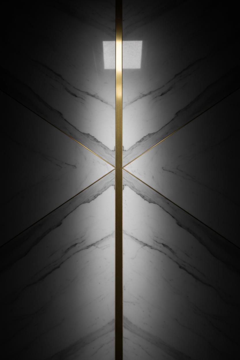 Brass inlay in marble